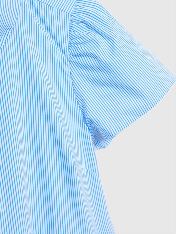 Moodo Moodo belo-modra ženska črtasta srajčna obleka