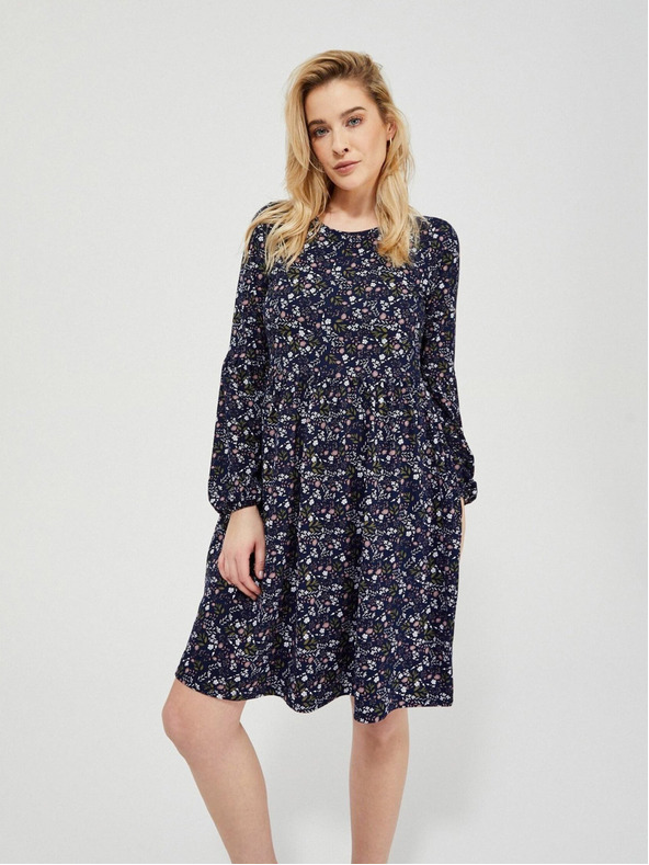 Moodo Temno modra ženska cvetlična obleka Moodo