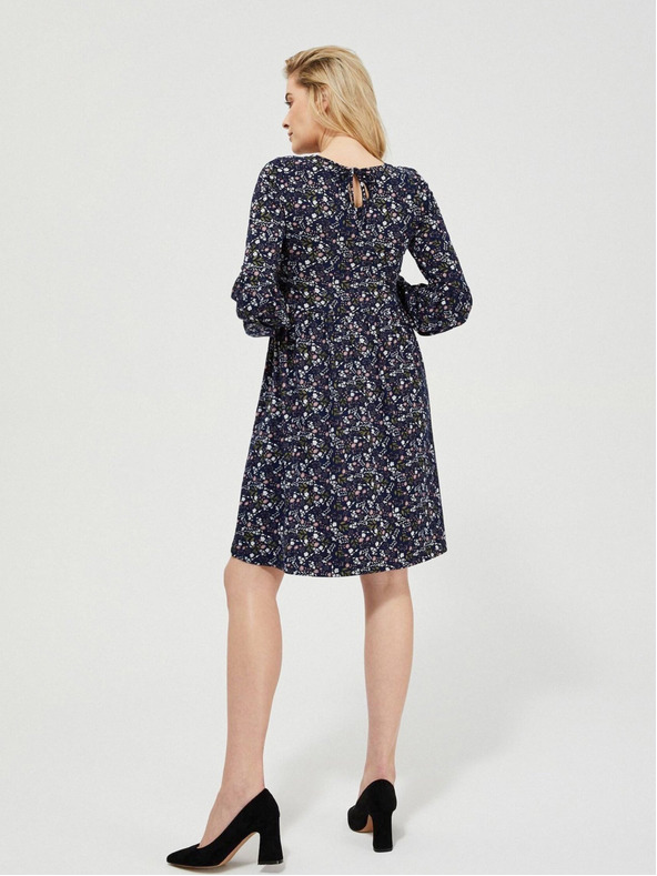 Moodo Temno modra ženska cvetlična obleka Moodo