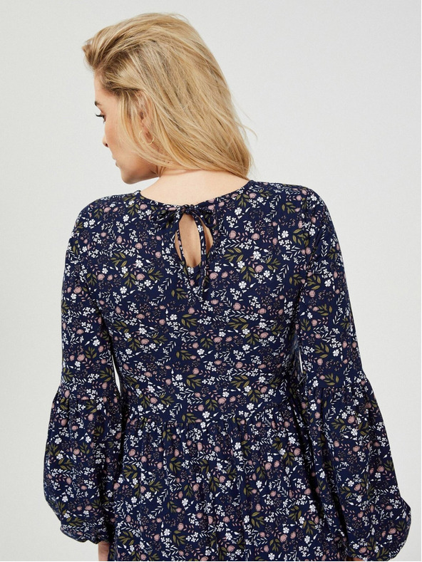 Moodo Temno modra ženska cvetlična obleka Moodo