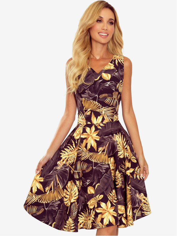 numoco Obleka s sladkim izrezom - zlati listi Numoco