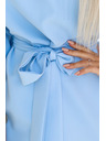 numoco Svetlomodra ženska obleka z metulji in zavezovanjem v pasu Numoco