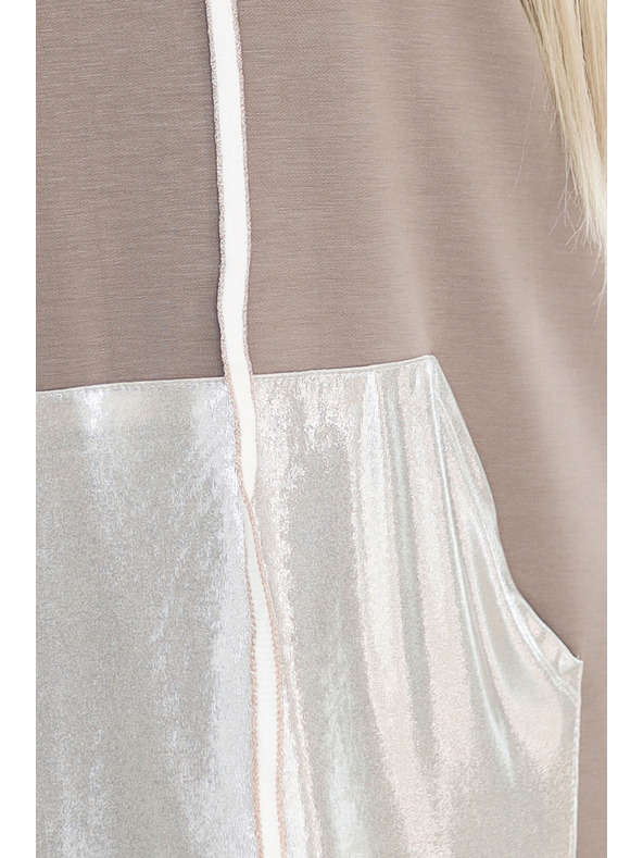 numoco Kengurujska obleka s kapuco in kovinskimi detajli - Mocha Mousse Numoco