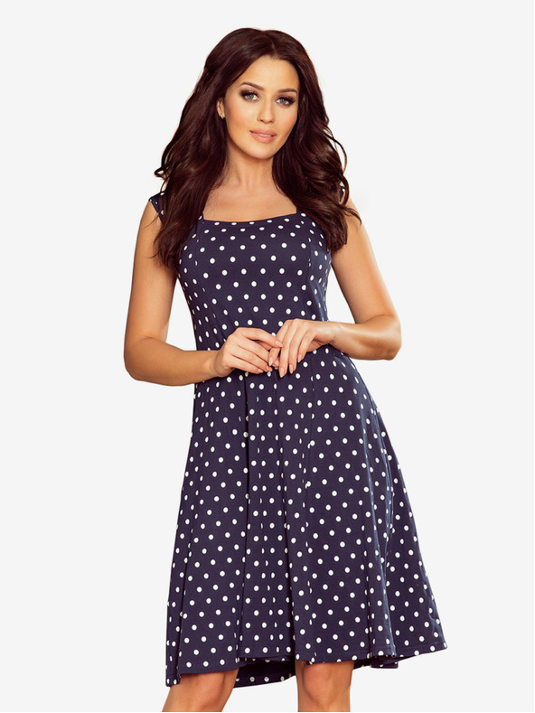 numoco Obleka z izrezom - temno modra s pikami Numoco STELLA