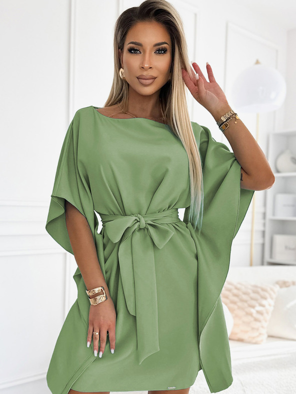 numoco Numoco SOFIA metuljasta obleka z zavezovanjem v pasu