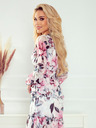 numoco Obleka iz šifona z volančki in široko elastiko - rožnato cvetje Numoco