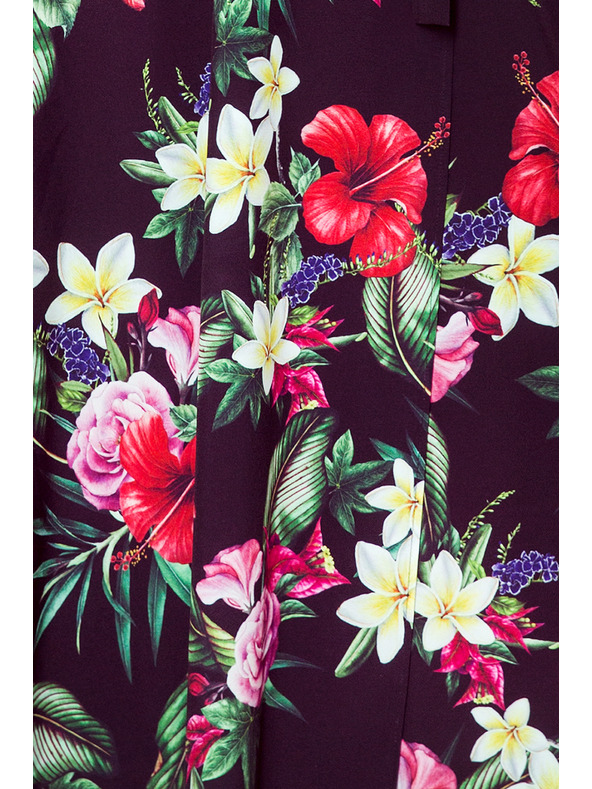 numoco Črna ženska dolga cvetlična obleka z volančastim izrezom Numoco