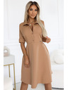 numoco Valovite srajčne obleke z pasom - MOCHA MOUSSE