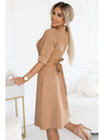 numoco Valovite srajčne obleke z pasom - MOCHA MOUSSE