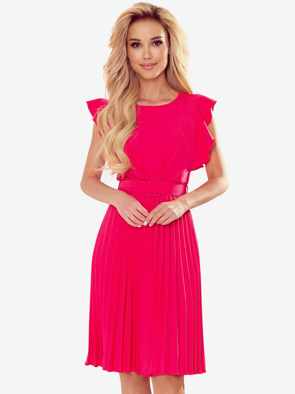 numoco LAYLA Nagubana obleka s pasom - malina Numoco