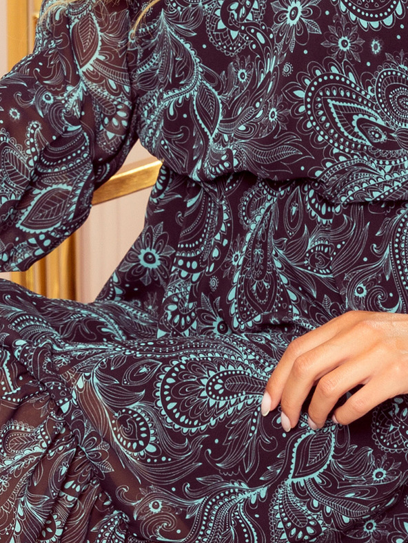 numoco Obleka z izrezom - turkizna Numoco BAKARI