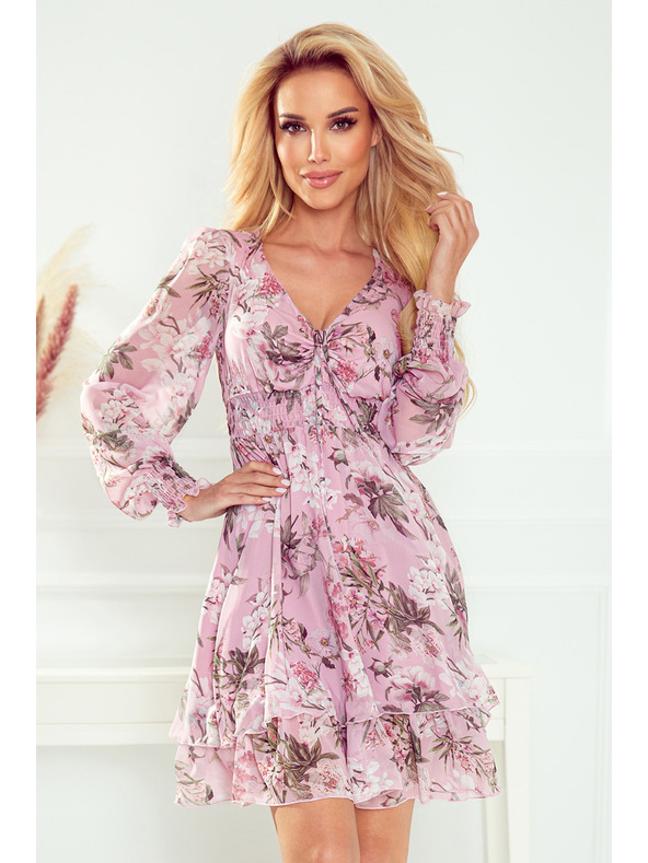 numoco Numoco Roza ženska cvetlična obleka iz šifona