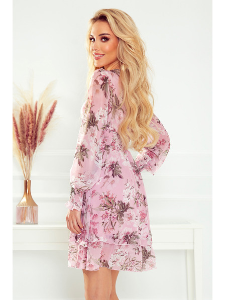 numoco Numoco Roza ženska cvetlična obleka iz šifona