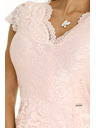 numoco Svetlo roza ženska čipkasta obleka s kratkimi rokavi in dekoltejem Numoco