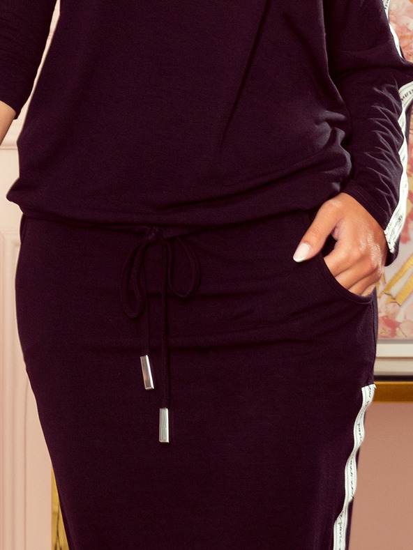 numoco Športna obleka z žepi - črna + črte Numoco