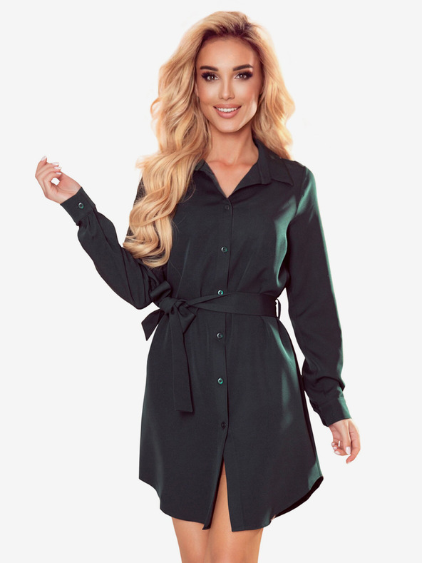 numoco Srajčna obleka z gumbi - zelena Numoco