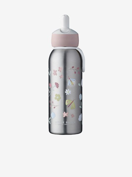 Mepal Roza in siva otroška termo steklenička Mepal Campus Flowers & Butterflies 350 ml