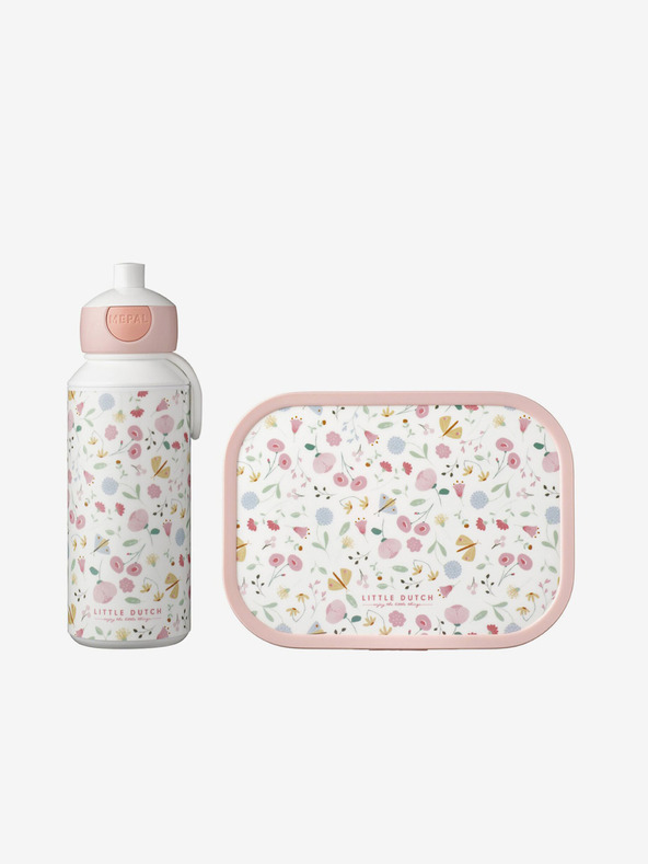 Mepal Roza in bela Mepal Campus Little Dutch Flowers & Butterflies otroški komplet za malico z vzorcem