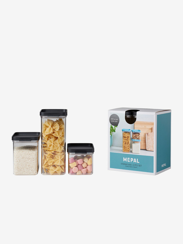 Mepal Mepal Omnia komplet treh posod za shranjevanje hrane s pokrovom v črni barvi