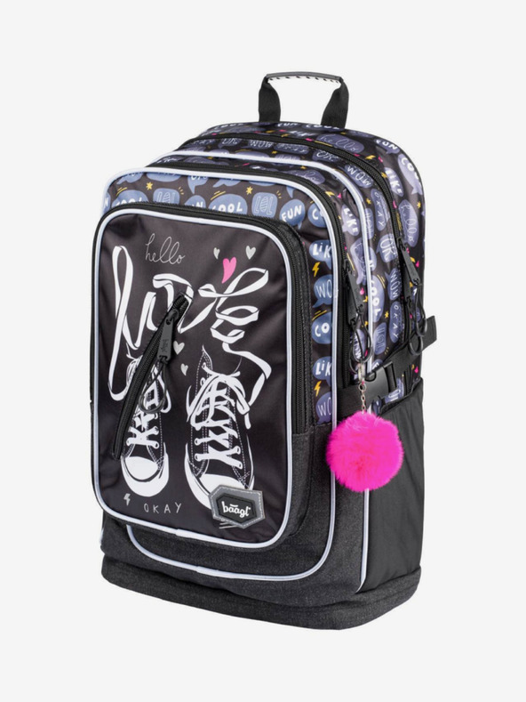 BAAGL  Črni kubični šolski nahrbtnik Sneakers Baagl