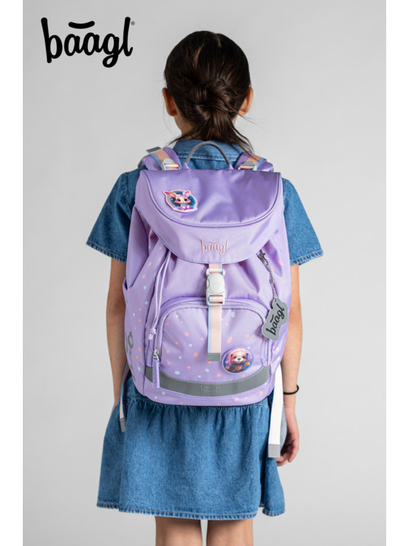 BAAGL  Vijolični šolski nahrbtnik Airy Pets Baagl