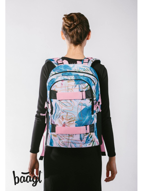 BAAGL  Vijolični šolski nahrbtnik Skate Leafs Baagl