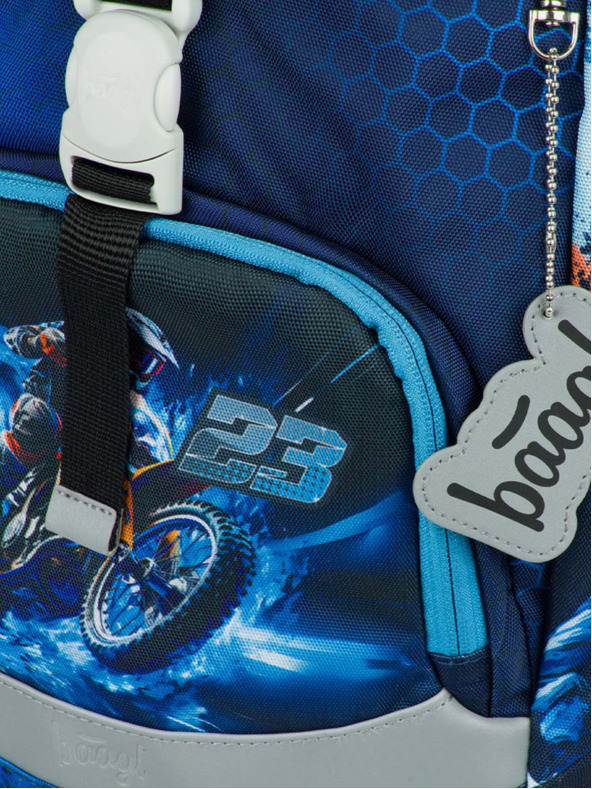 BAAGL  Modri šolski nahrbtnik Airy Motorno kolo Baagl