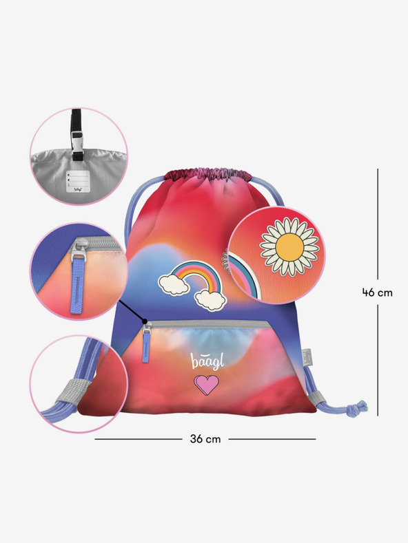 BAAGL  Rdeč 3 SET Airy Hippie: nahrbtnik, svinčnik, torba Baagl