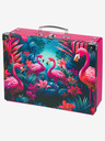 BAAGL  Rožnata zložljiva šolska torba s priborom Baagl Flamingi