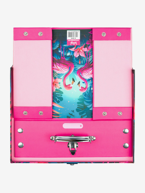 BAAGL  Rožnata zložljiva šolska torba s priborom Baagl Flamingi