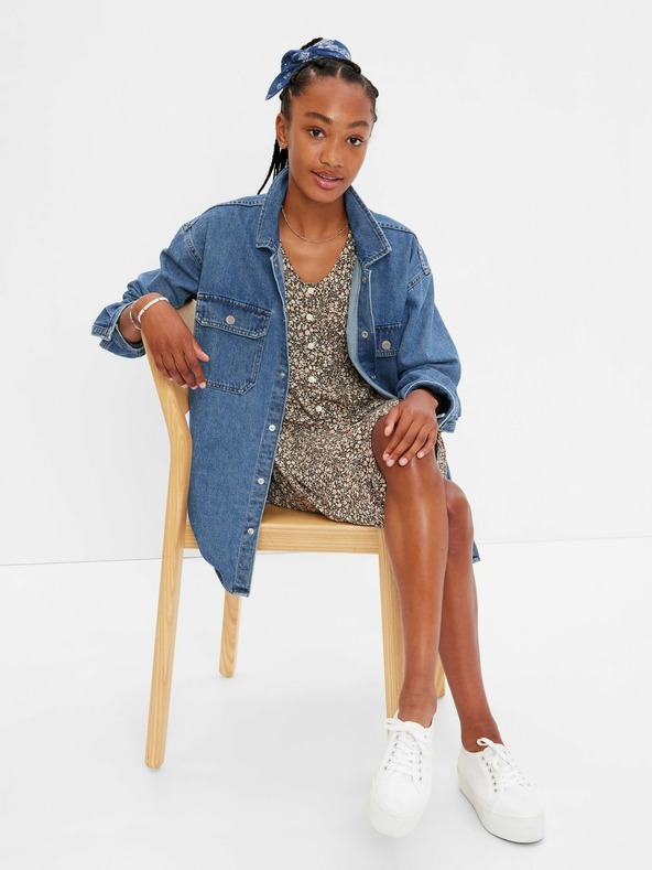 GAP Detská džínsová oversize košeľa Unisex GAP