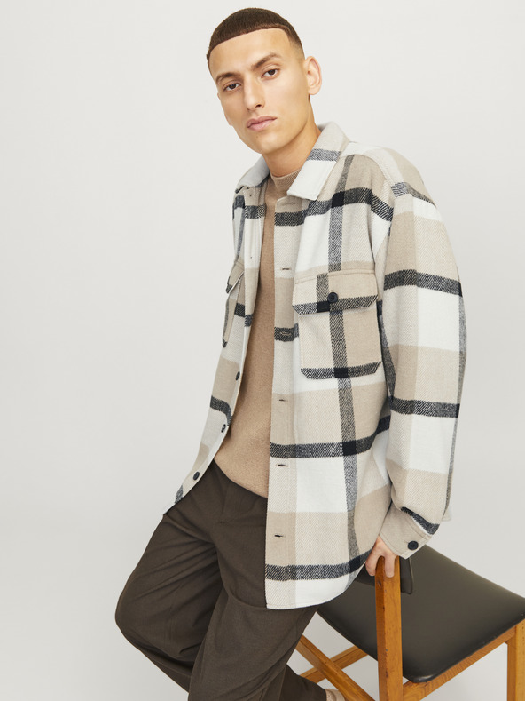 Jack & Jones Jack & Jones Moška bež majica za vrhnja oblačila