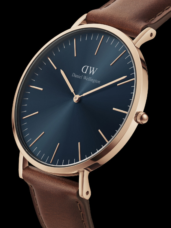 Daniel Wellington Temno rjava moška usnjena ura Daniel Wellington CLASSIC