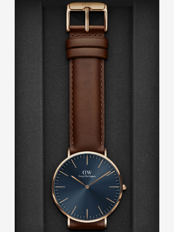 Daniel Wellington Temno rjava moška usnjena ura Daniel Wellington CLASSIC