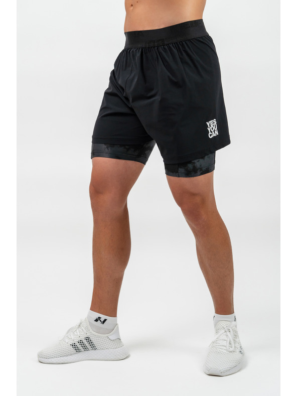 Nebbia Kompresijske hlače 2v1 z žepi za mobilni telefon PERFORMANCE 335 M,črna