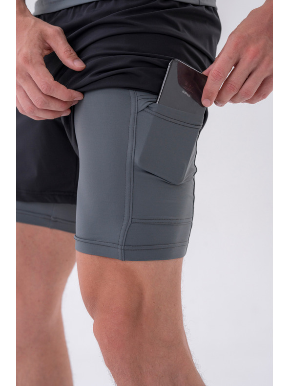 Nebbia Dvoslojne kratke hlače z mobilnimi žepi 318 M,siva