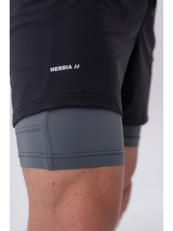 Nebbia Dvoslojne kratke hlače z mobilnimi žepi 318 M,siva