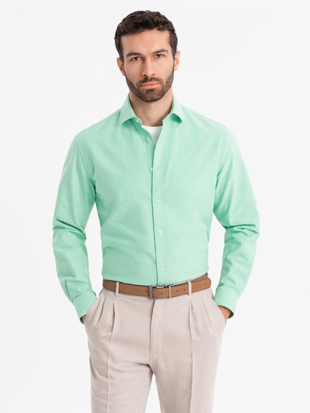 Ombre Clothing Moška bombažna srajca oxford v pastelnih barvah - meta Ombre Clothing