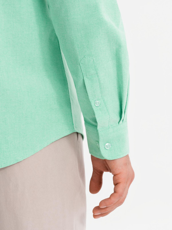 Ombre Clothing Moška bombažna srajca oxford v pastelnih barvah - meta Ombre Clothing