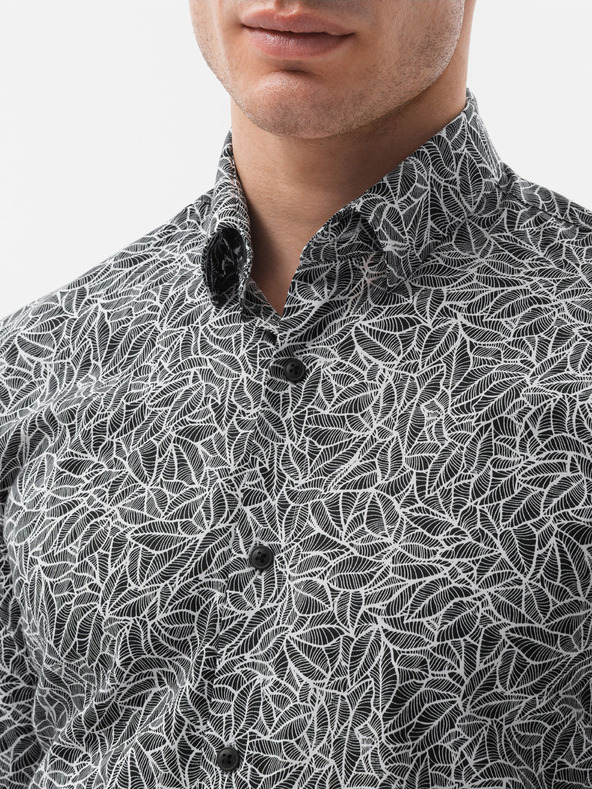 Ombre Clothing Belo-črna moška srajca Ombre Clothing K608