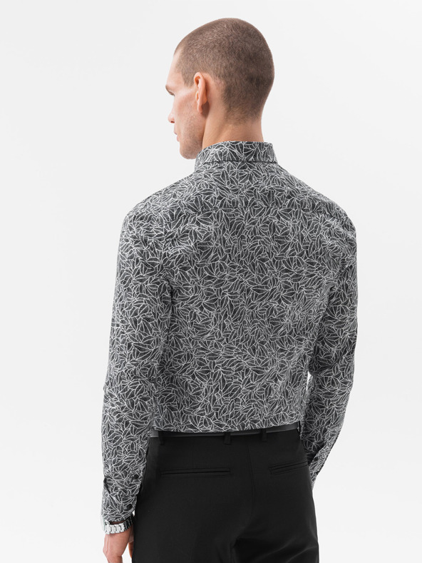 Ombre Clothing Belo-črna moška srajca Ombre Clothing K608