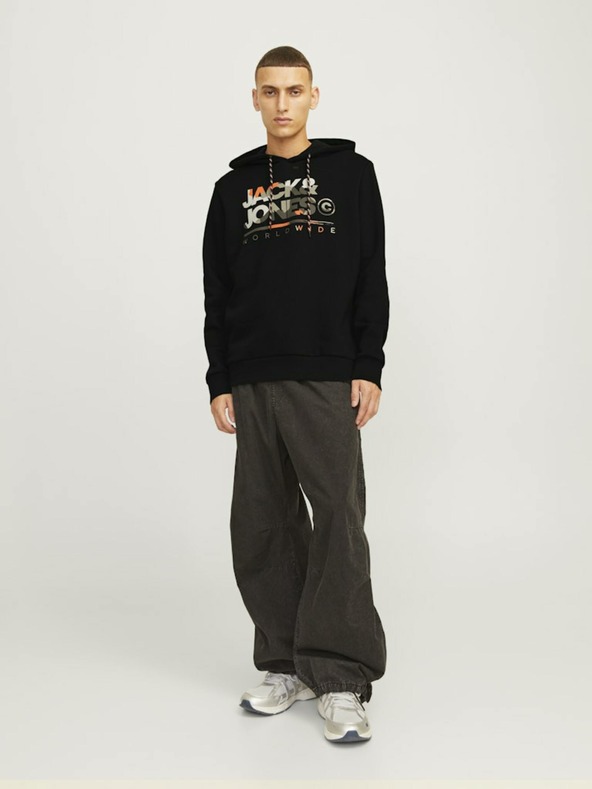 Jack & Jones Črna moška jopa s kapuco Jack & Jones