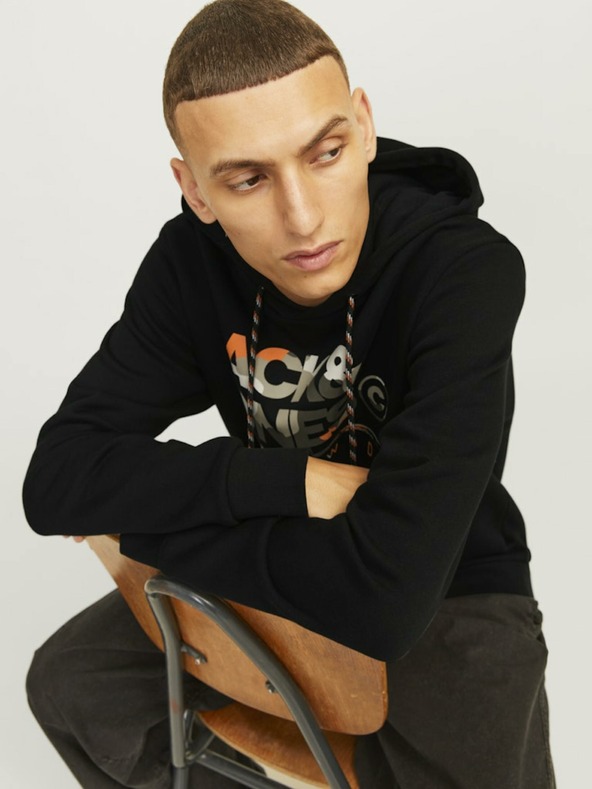 Jack & Jones Črna moška jopa s kapuco Jack & Jones