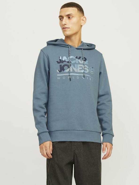 Jack & Jones Modra moška majica s kapuco Jack & Jones