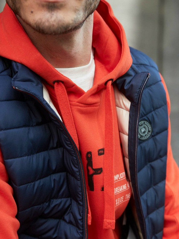 LERROS Oranžna moška majica s kapuco LERROS