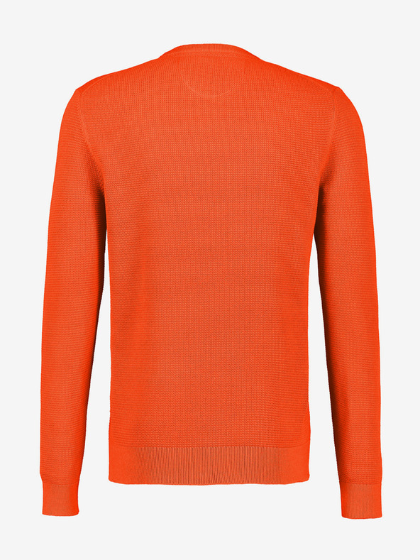 LERROS Oranžni moški osnovni pulover z rebri LERROS