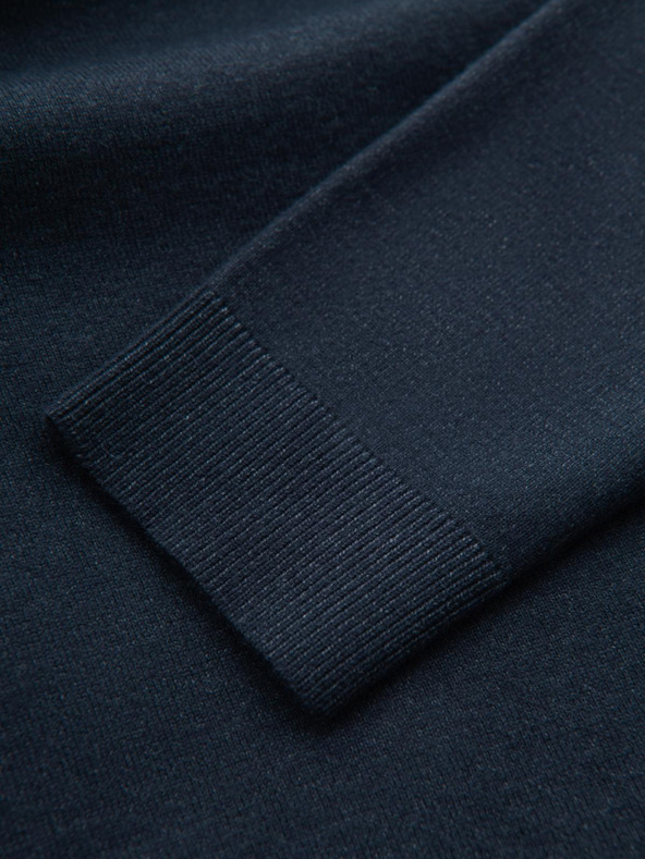 Ombre Clothing Moški pleten pol roloz z viskozo - temno modra V4 OM-SWTN-0125 Ombre Clothing