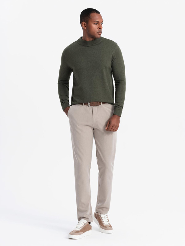 Ombre Clothing Moški pleten pol rolokavs z viskozo - temno siva V5 OM-SWTN-0125 Ombre Clothing