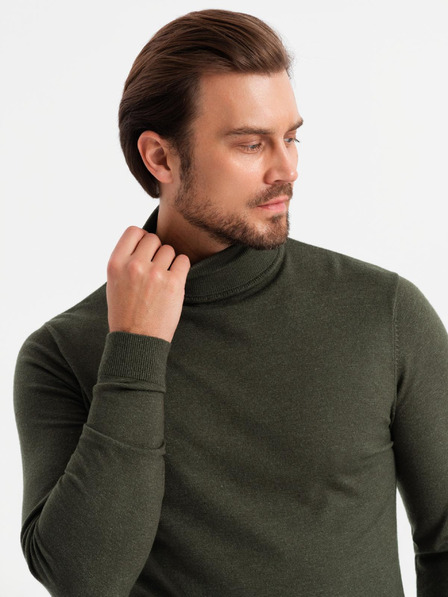 Ombre Clothing Moški pleten roloz z viskozo - temno siva V5 OM-SWTN-0127 Ombre Clothing