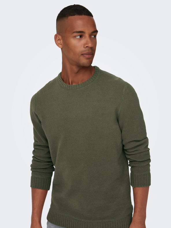 ONLY & SONS Kaki moške jopice ONLY & SONS Ese Sweater